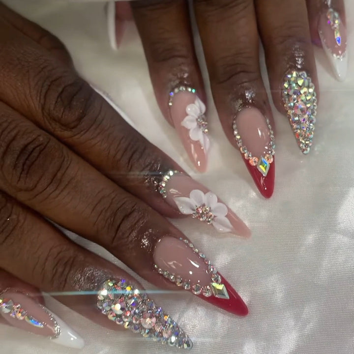 Decorative Rhinestone Press-On Nail Set