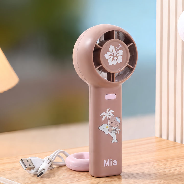 Women's Portable Handheld Fan with Ergonomic Design and Cute Stornfield  Motif