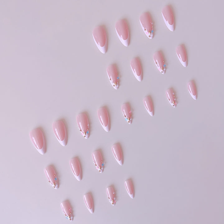 Artificial nail set with glamorous 3D decorations and sparkling rhinestones Stornfield