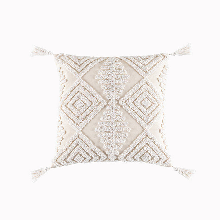 Square decorative cushion cover with relief diamond passe-partout structure made of cotton-linen mix Stornfield