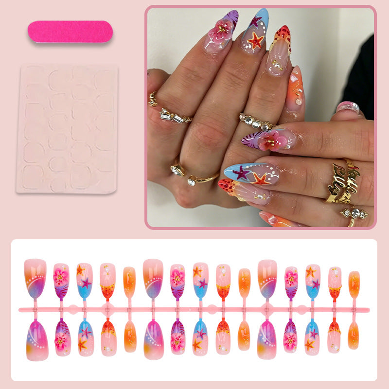 Elegant artificial nails with floral designs Stornfield