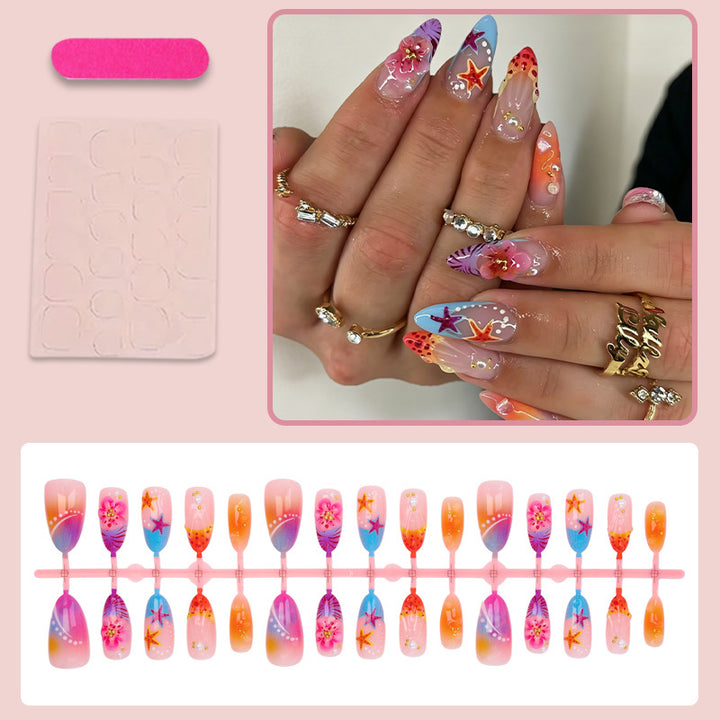 Elegant artificial nails with floral designs Stornfield