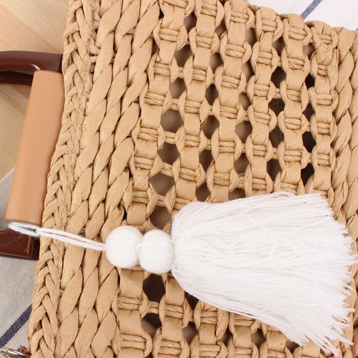 Woven tote bag with detachable faux leather strap Stornfield