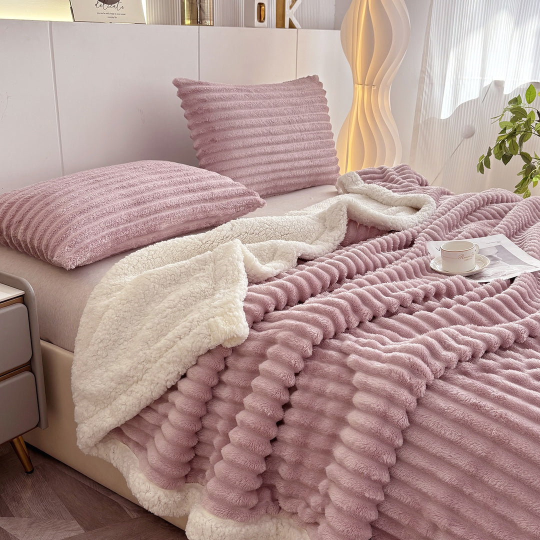 Luxurious Plush Stripe Fleece Blanket