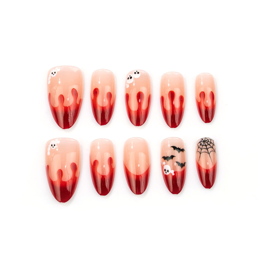 Gothic Halloween-Inspired Press-On Nail Art Set