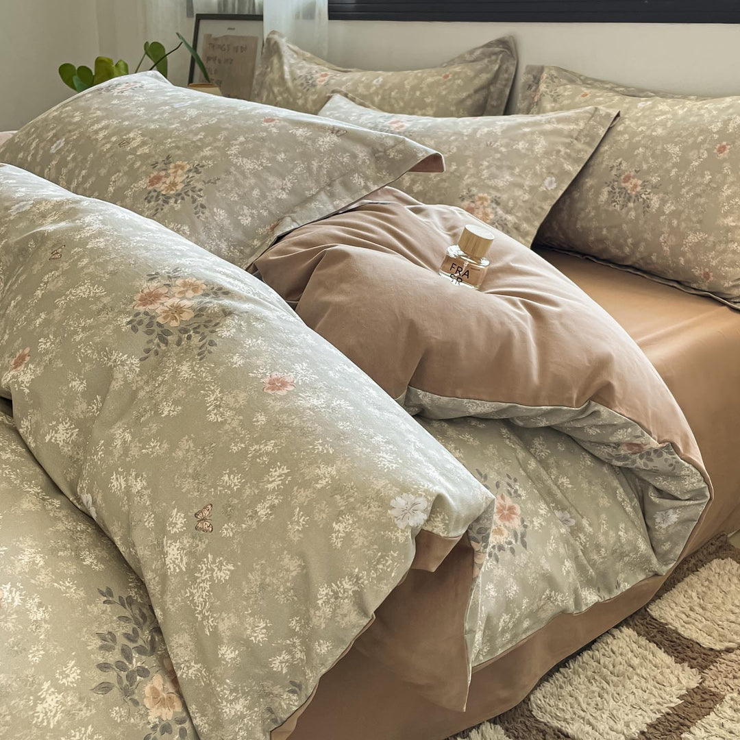 Whimsical Floral Print Duvet Cover Set