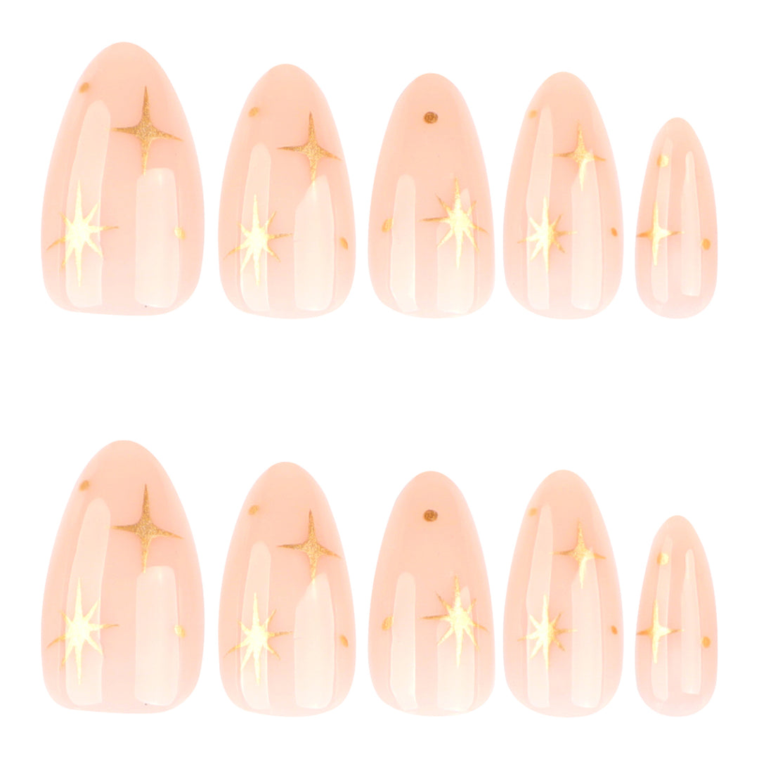 Artful stiletto nails with shiny star accents Stornfield