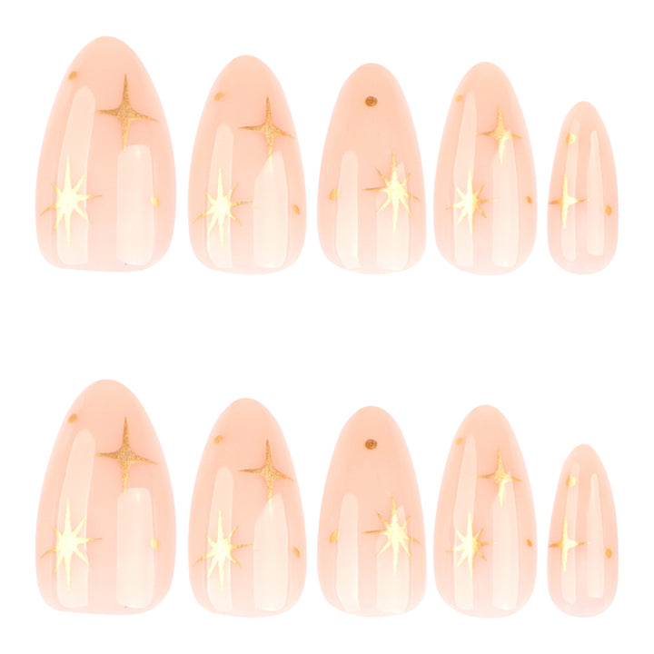 Artful stiletto nails with shiny star accents Stornfield