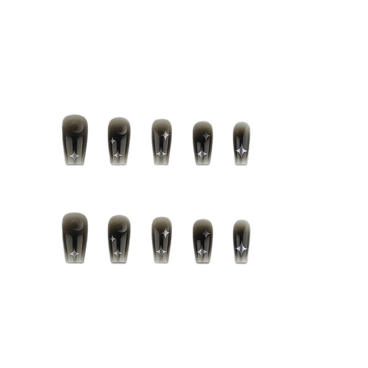 Artificial Nails in Elegant Moon Design with Shimmering Stars Stornfield