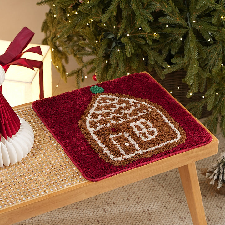 Tufted Christmas placemat with gingerbread house motif Stornfield