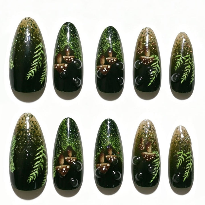 Artificial nail set with glamorous moss design Stornfield