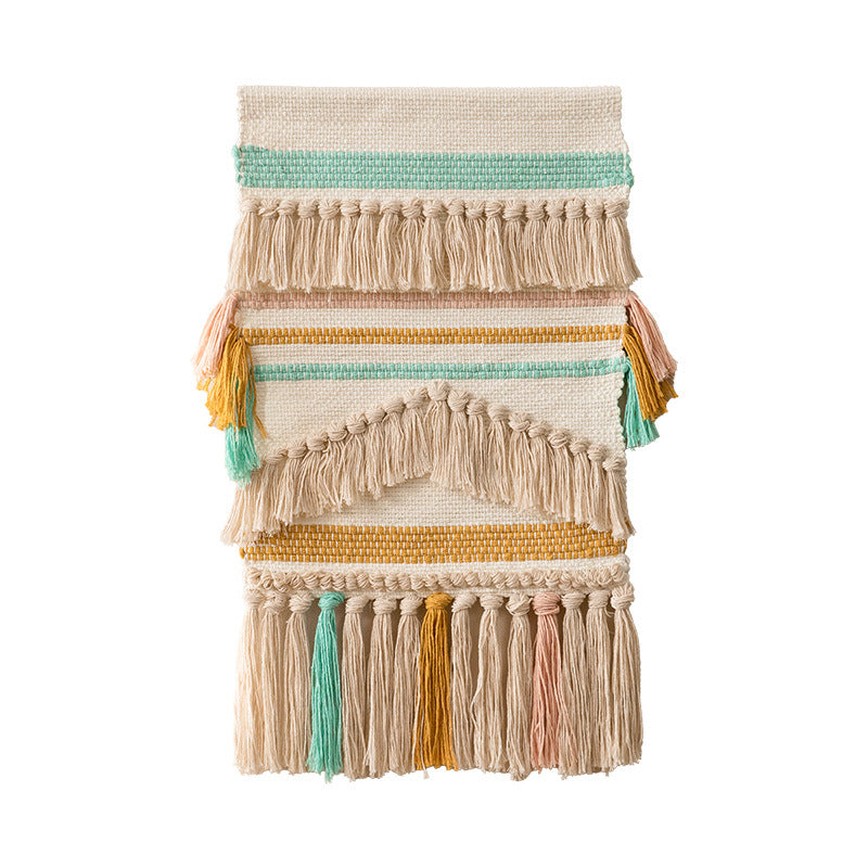 Boho Wall Hanging Macrame with Hand-Knotted Fringes and Woven Cable Patterns Stornfield