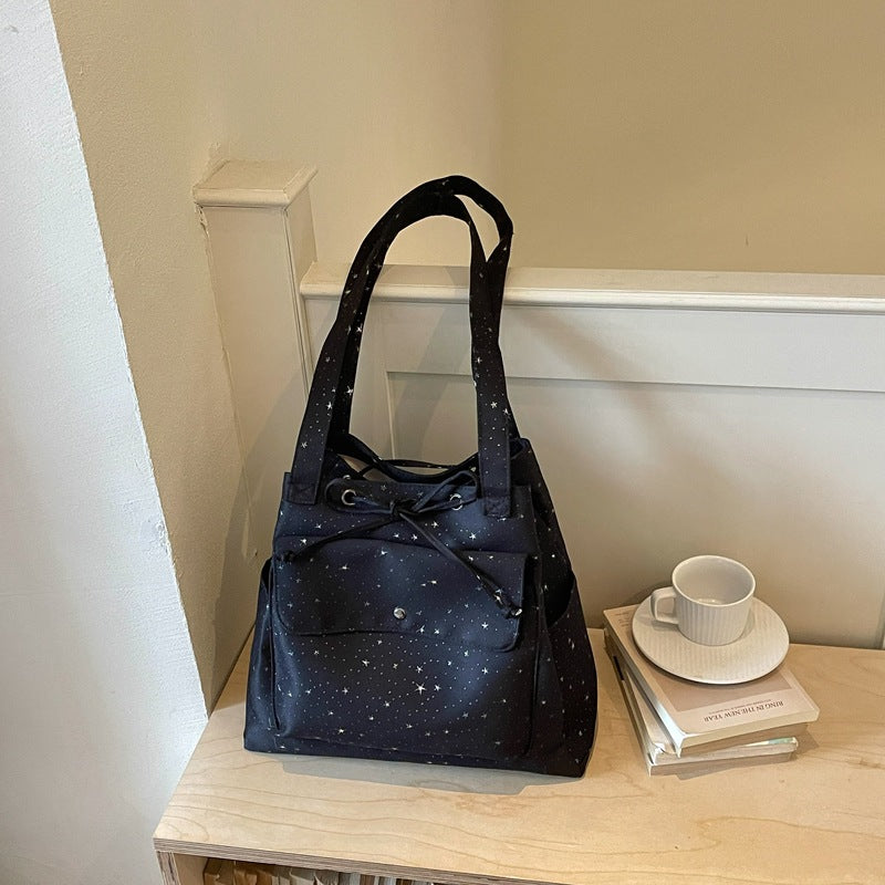 Versatile Casual Tote Bag with Star Print