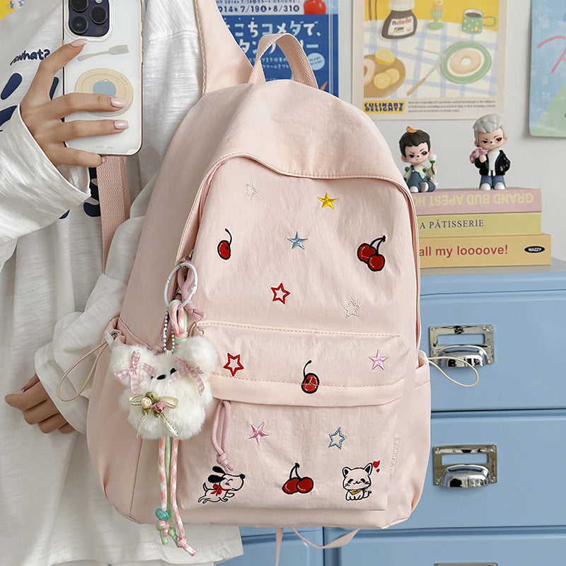 Playful Character Embroidered School Backpack Stornfield