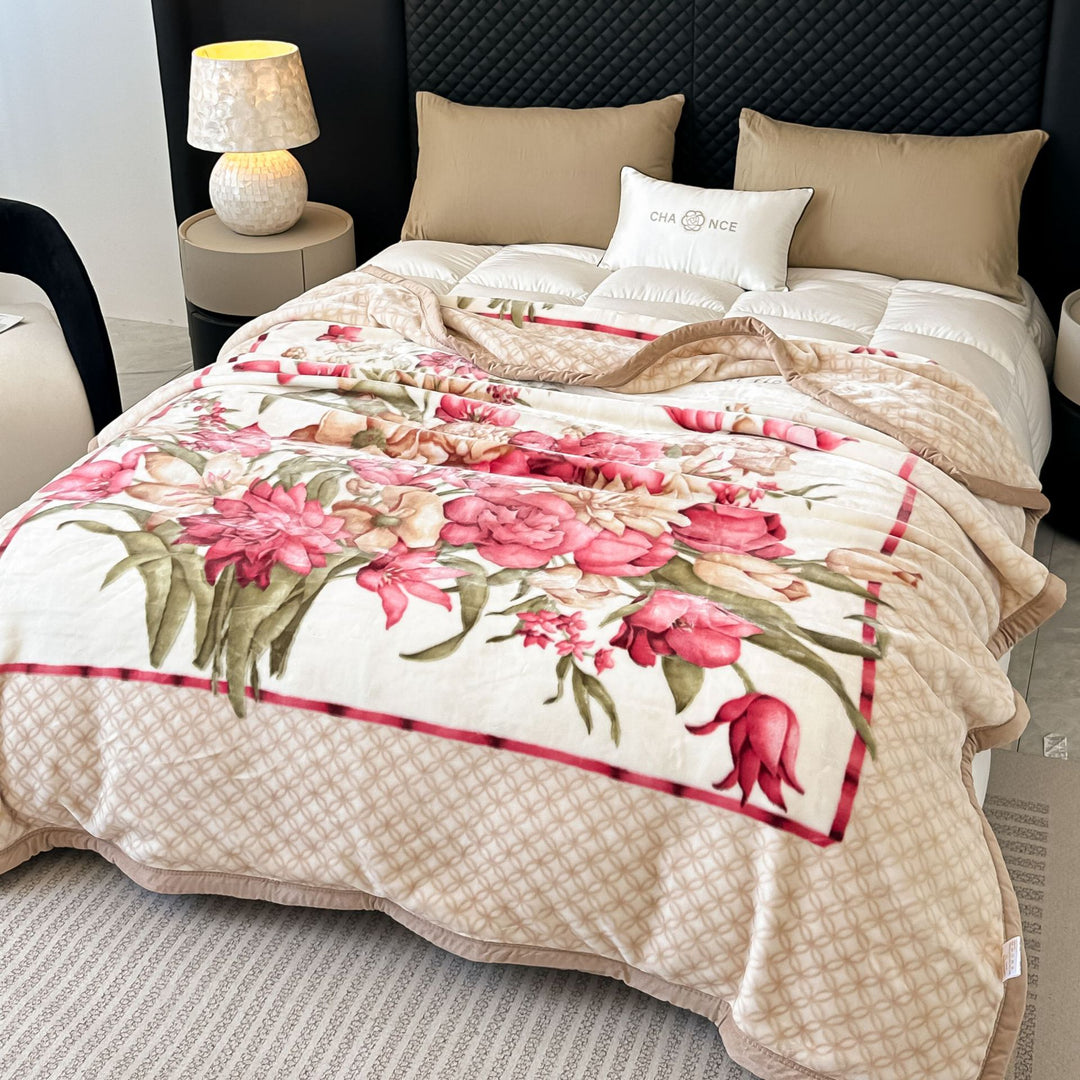 Floral Patterned Fleece Throw Blanket Stornfield