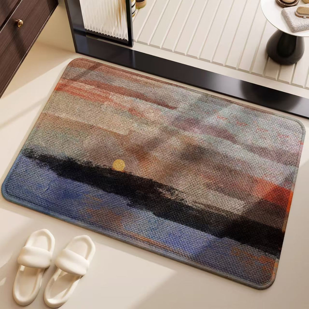Artistic Ocean-Inspired Bath Mat for Bathroom
