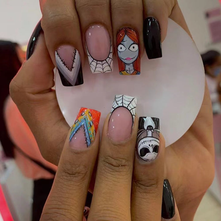 Artificial Nail Set with Creative Halloween Motifs and Playful 3D Designs Stornfield