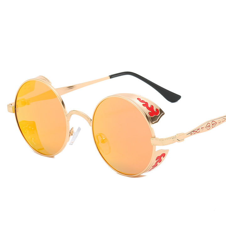 Ladies round sunglasses with luxurious gold frame and decorative elements Stornfield