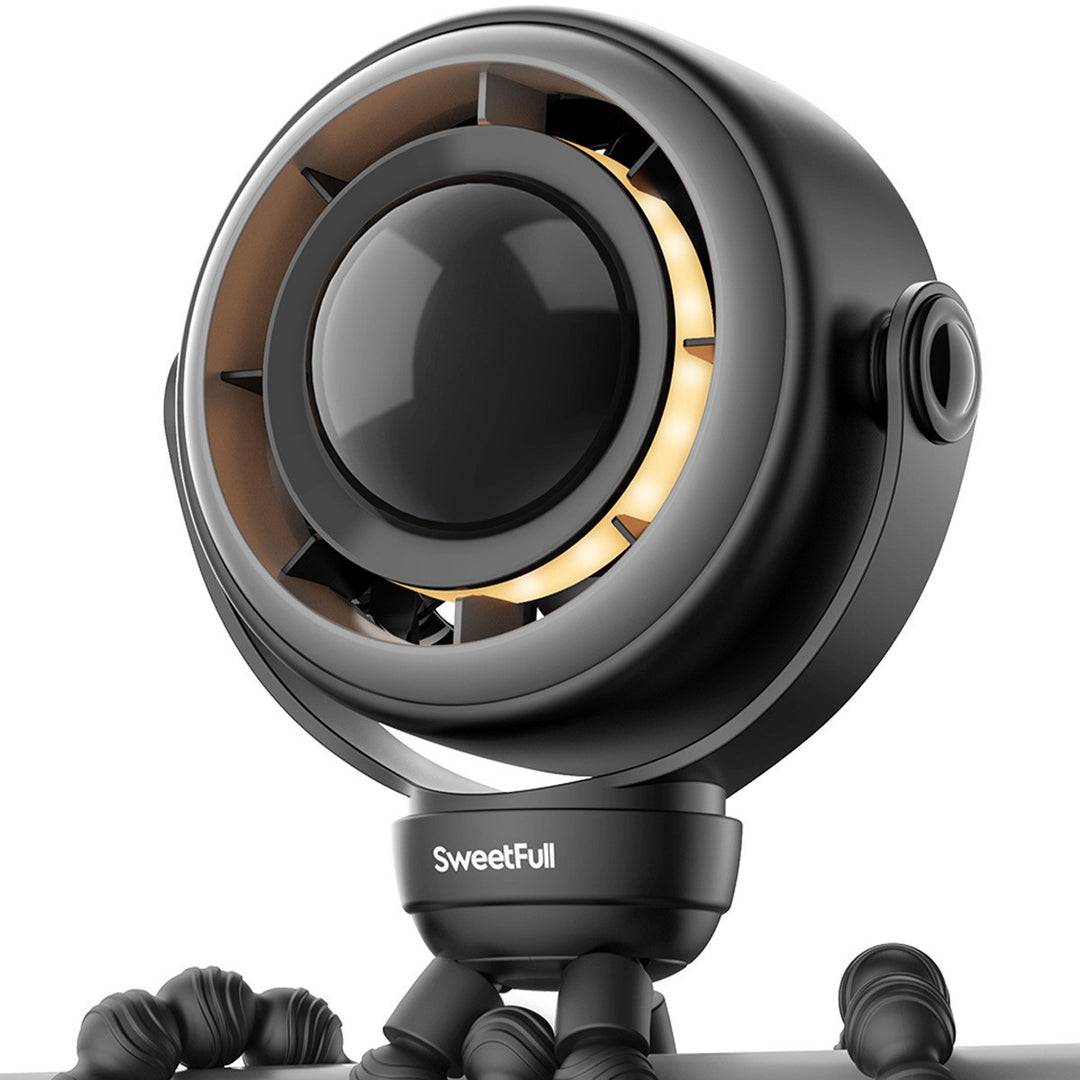 Unisex nano compact livestreaming camera with integrated ring light and flexible handlebar and tube mount Stornfield