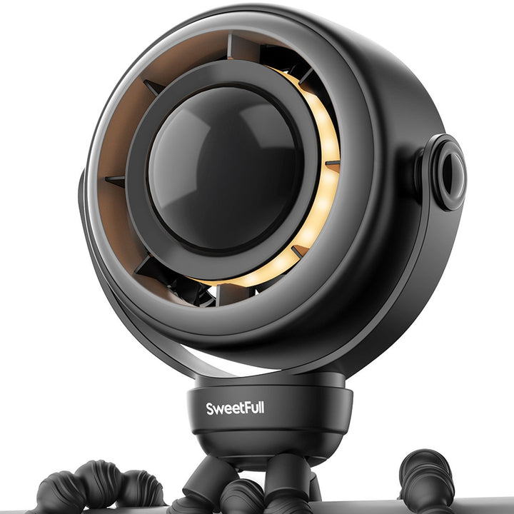 Unisex nano compact livestreaming camera with integrated ring light and flexible handlebar and tube mount Stornfield