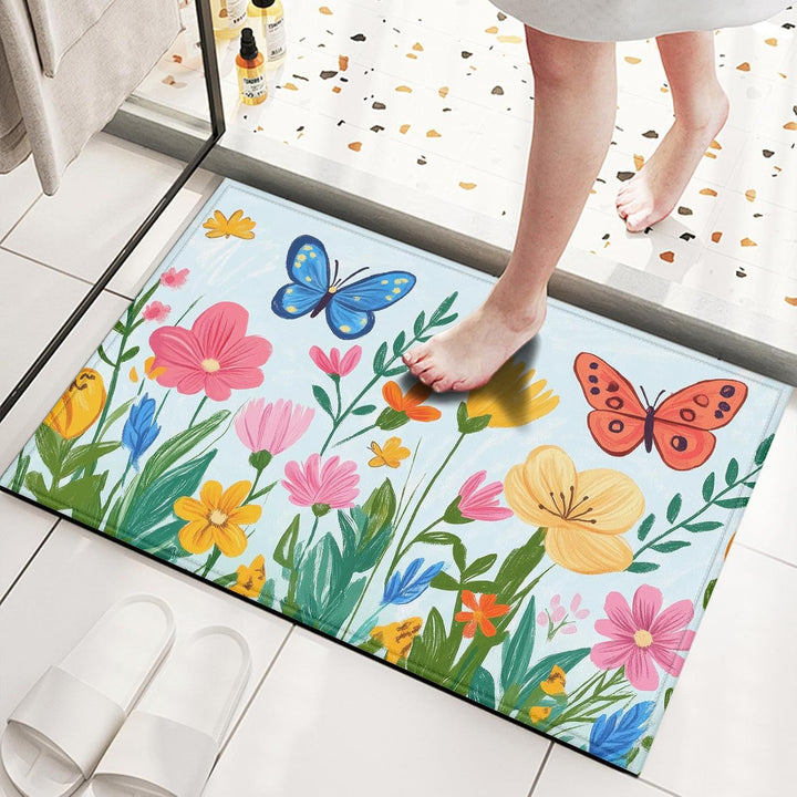 Charming Floral Welcome Mat