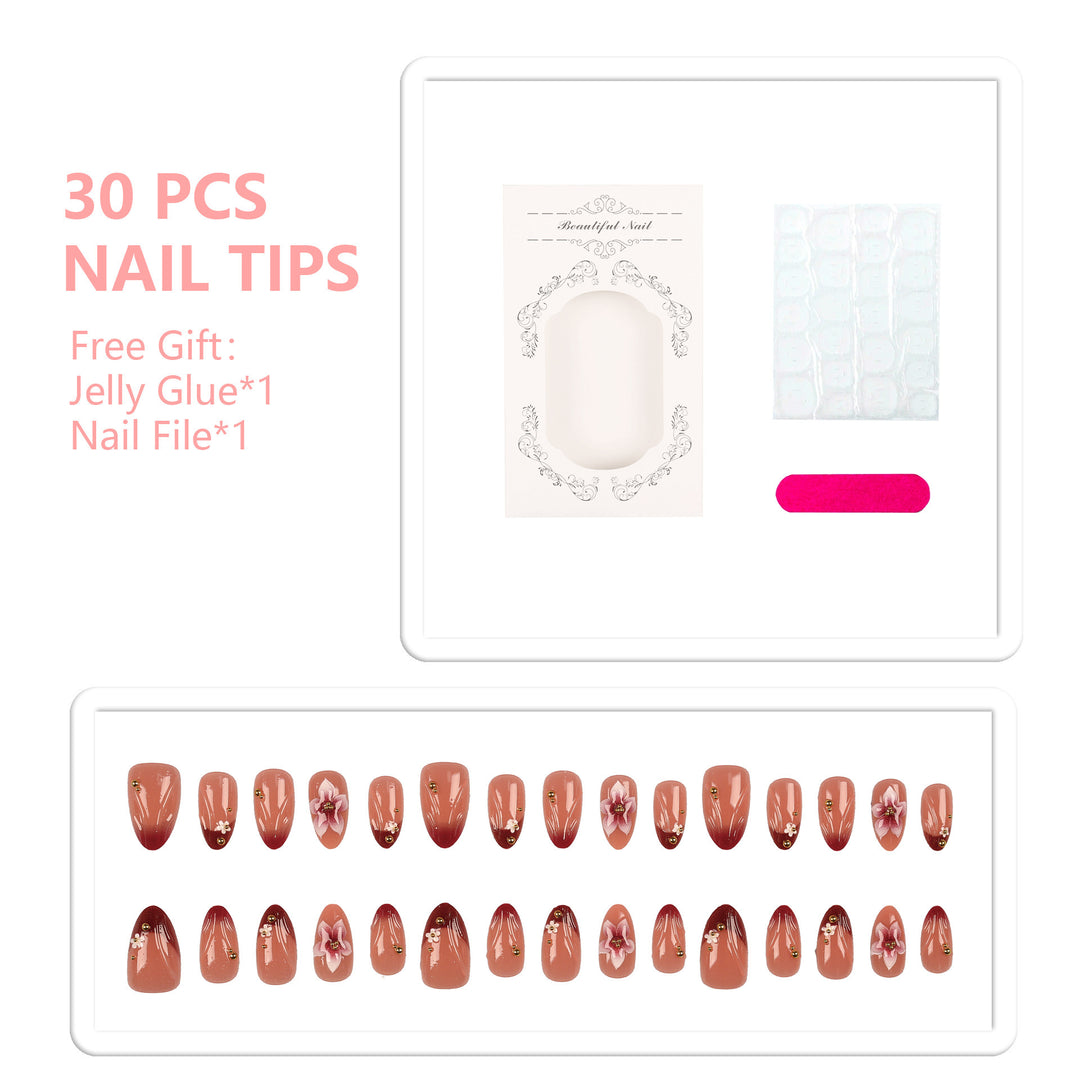 Creative Floral Embellished Press-On Nail Set
