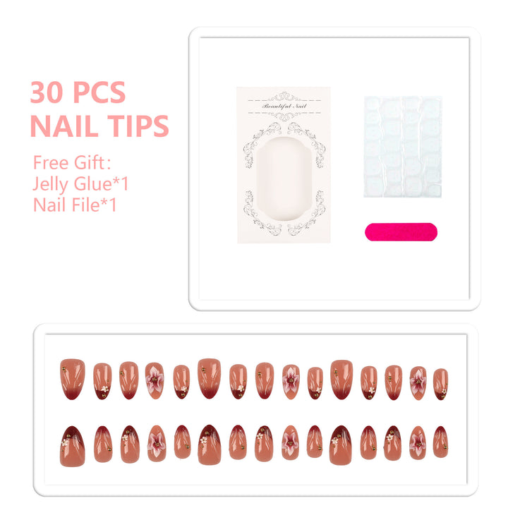 Creative Floral Embellished Press-On Nail Set