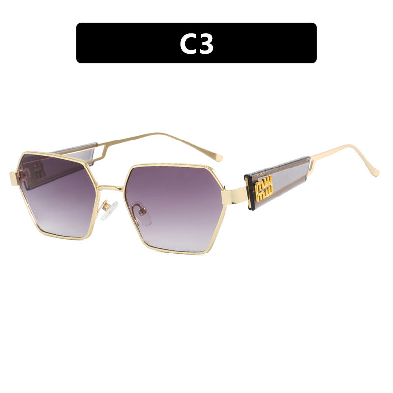 Ladies hexagonal sunglasses with elegant metal frame and protective lenses Stornfield