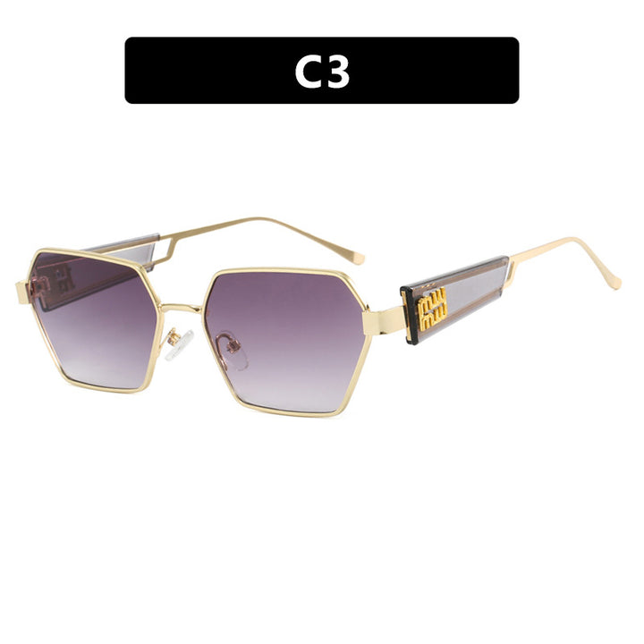 Ladies hexagonal sunglasses with elegant metal frame and protective lenses Stornfield