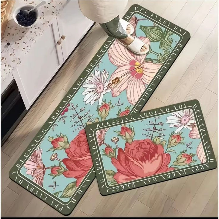 Floral-Themed Kitchen Runner Mat