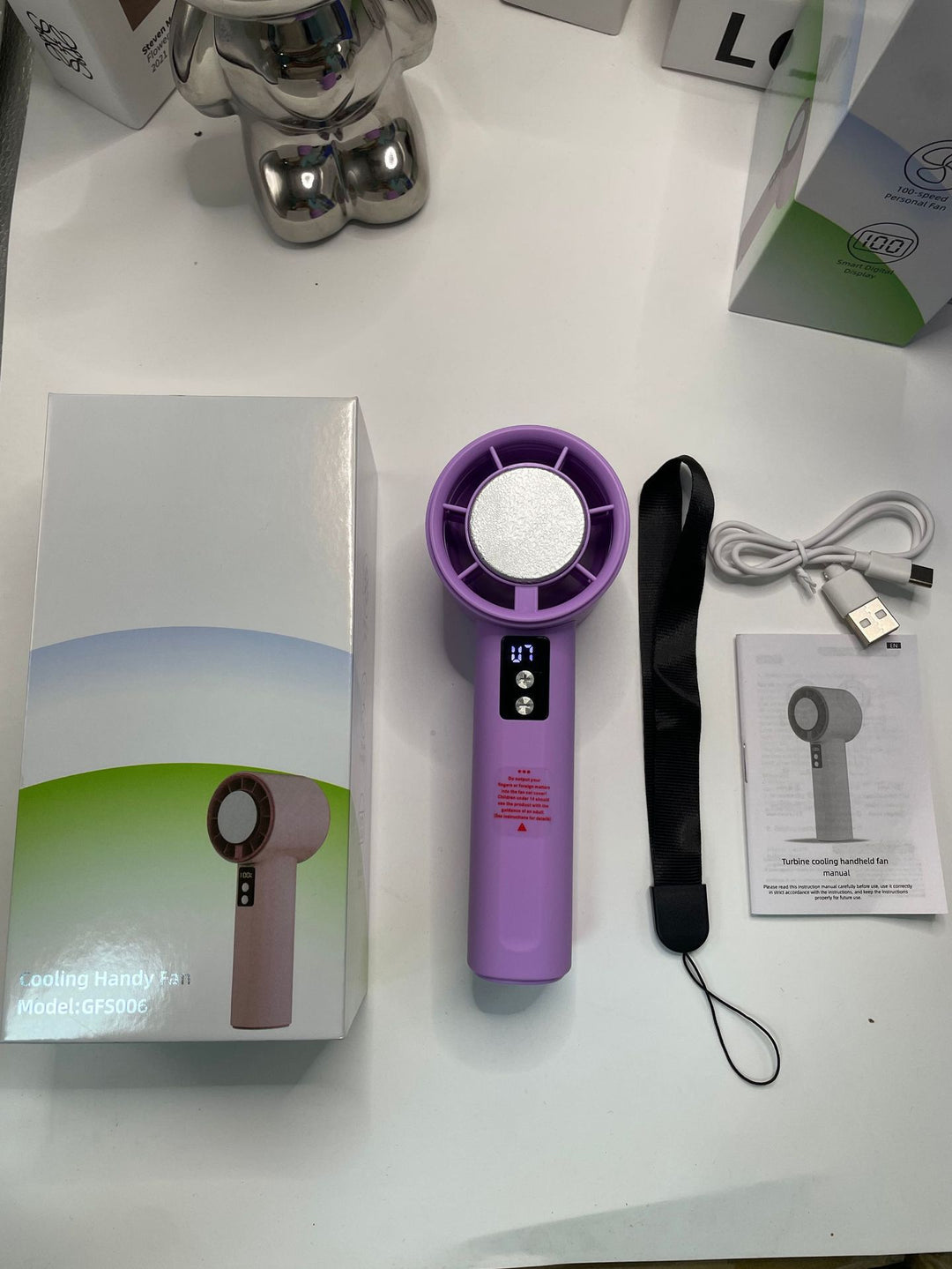 Women's Portable Turbo Hand Fan with Digital Control Stornfield