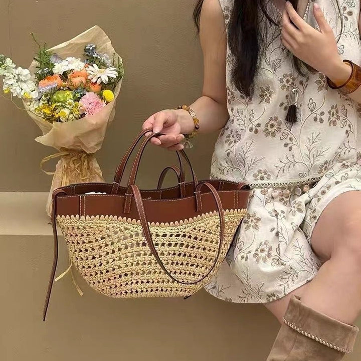 Braided handbag with elegant leather trim Stornfield