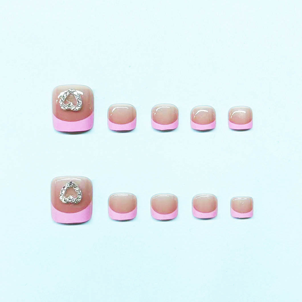 Decorative Heart-Embellished Gel Toe Nail Art Stornfield