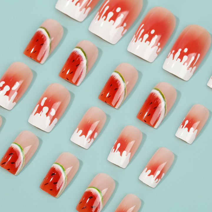 Artificial nails in stylish watermelon design Stornfield