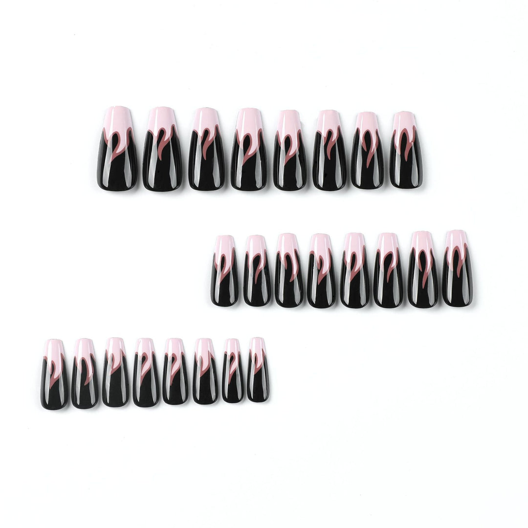 Artistic nail extensions with gradient and flame design Stornfield