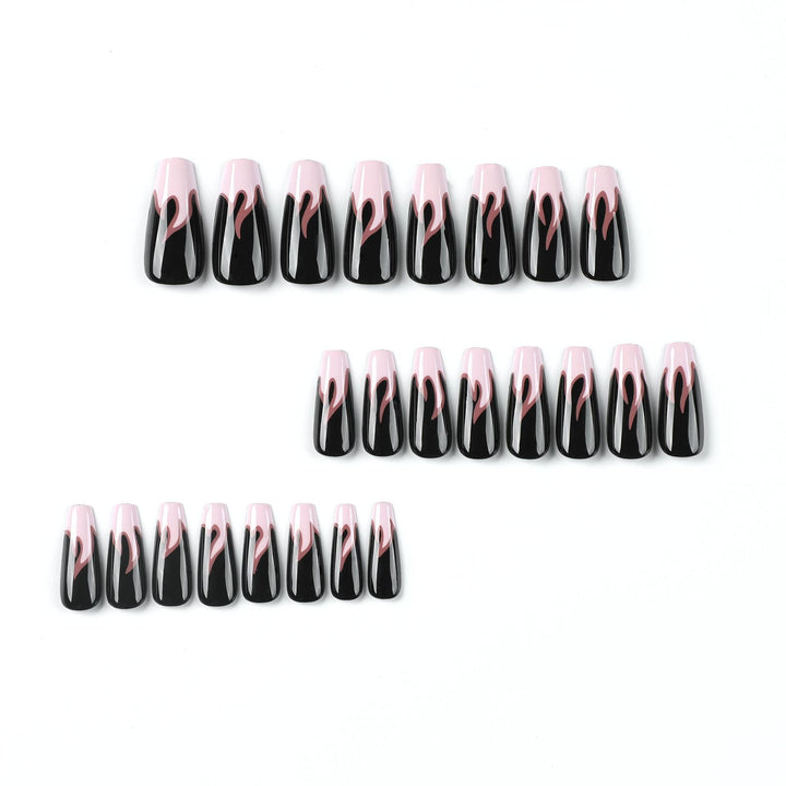 Artistic nail extensions with gradient and flame design Stornfield