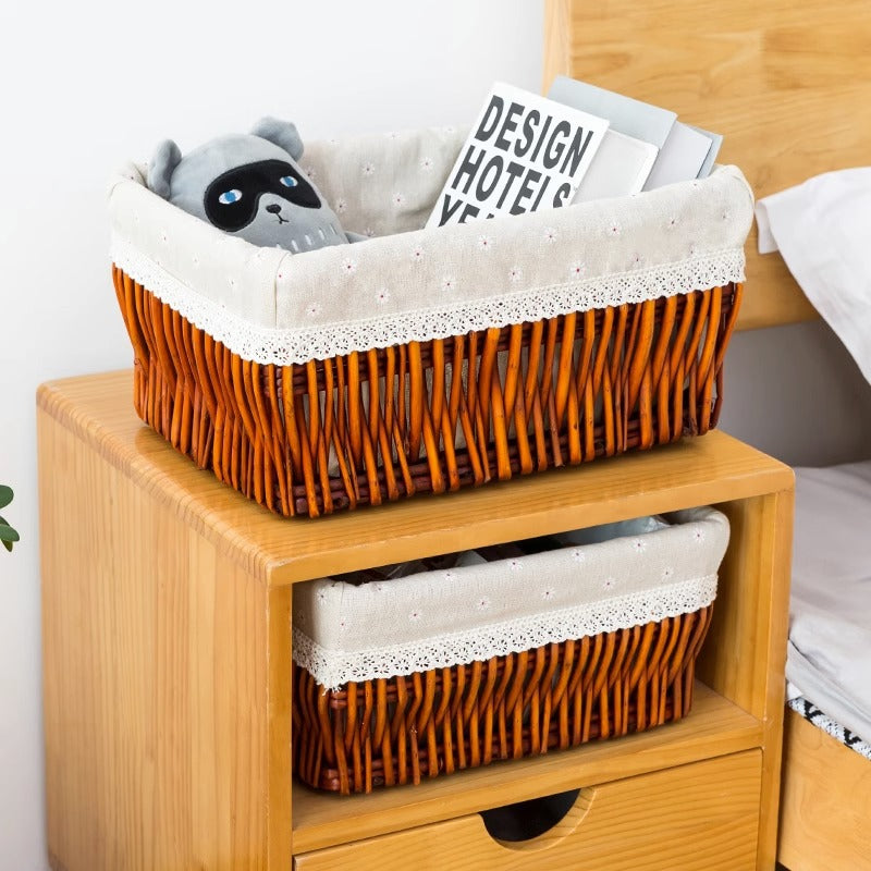 Women’s storage basket with decorative fabric lining Stornfield