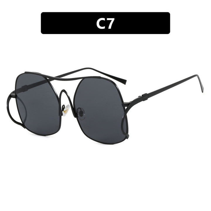 Women's geometric sunglasses with narrow metal frame and brown lenses Stornfield