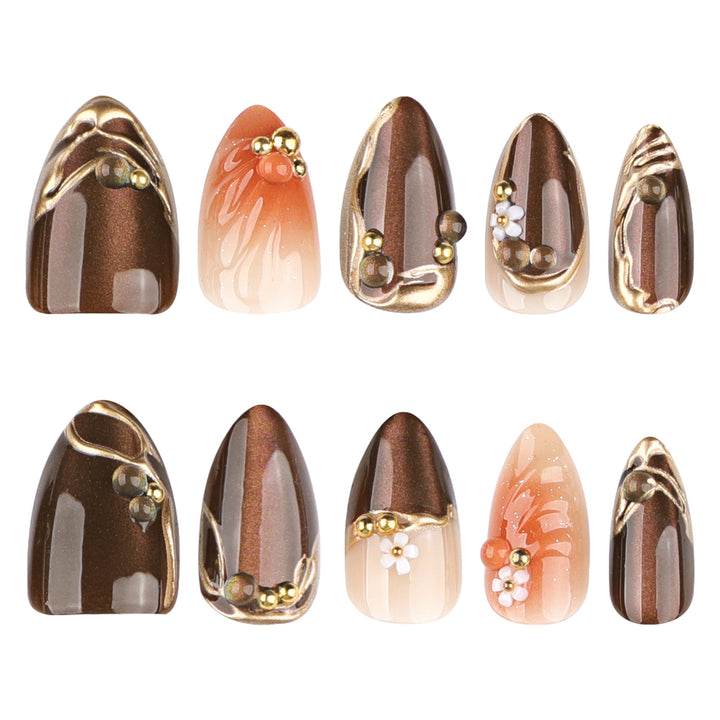 Artful nail extensions with elegant 3D flower embellishments Stornfield