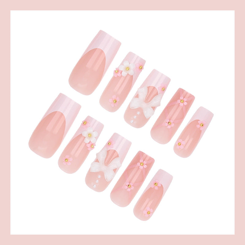 Acrylic Nail Set with Elegant Floral Decorations Stornfield