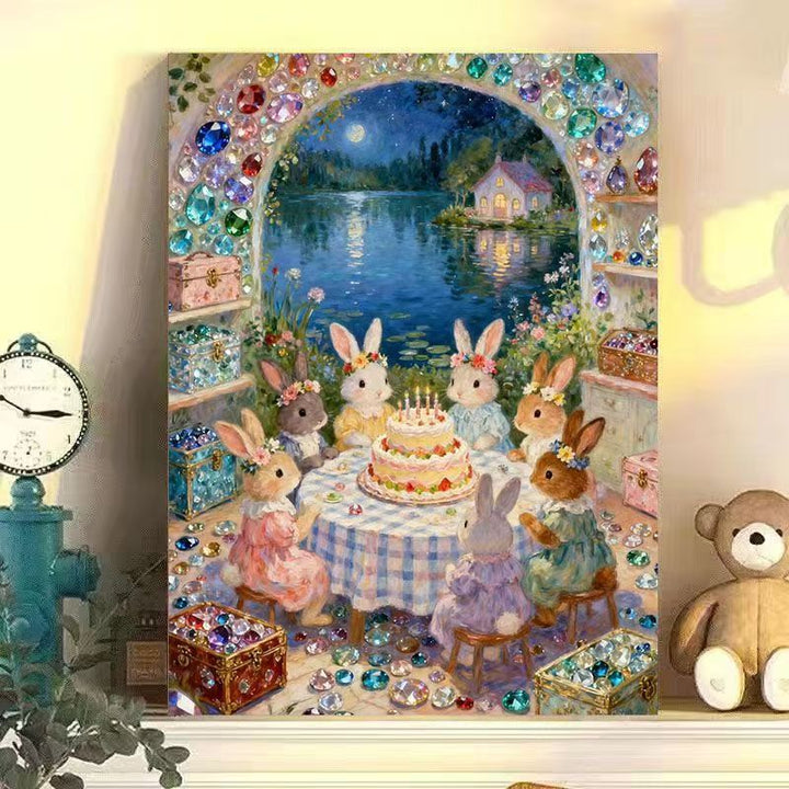 Whimsical Rabbit Scene Canvas Art Print Stornfield
