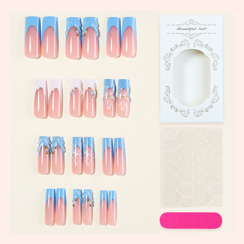 Artistic Nail Art Set with Floral and Glossy Accents Stornfield