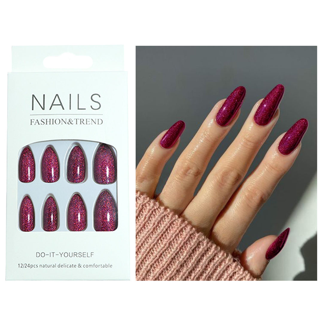 Glamorous Glittery Almond-Shaped Press-On Nails Stornfield