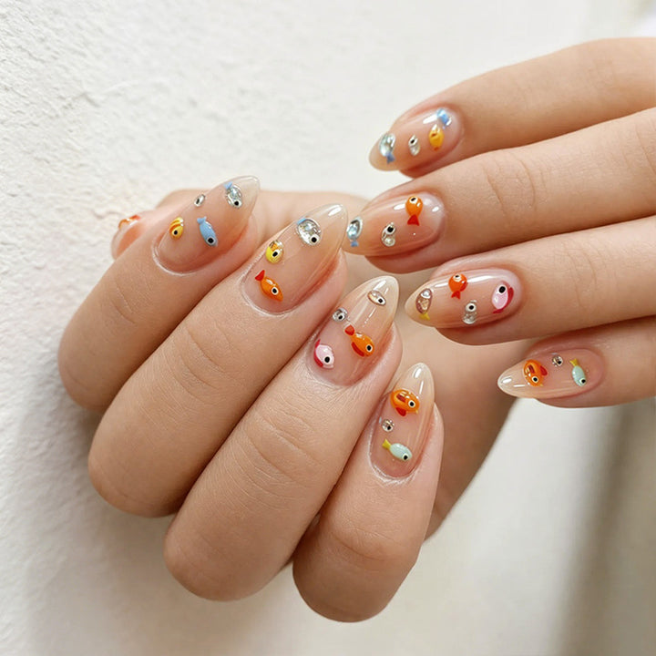 Artistic Fish-Themed Press-On Nail Set Stornfield