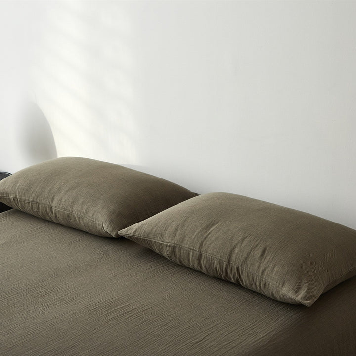 Plaid Brushed Cotton Sheet Set with Deep-Pocket Fitted Sheet & Envelope Pillowcases