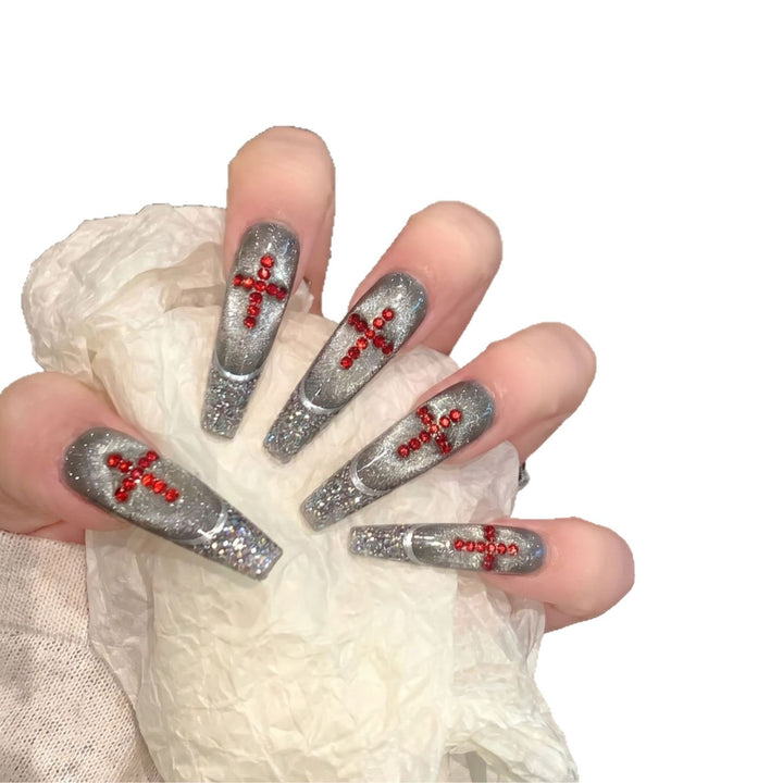 Luxury Glitter Press-On Nail Set with Crystal Accents Stornfield