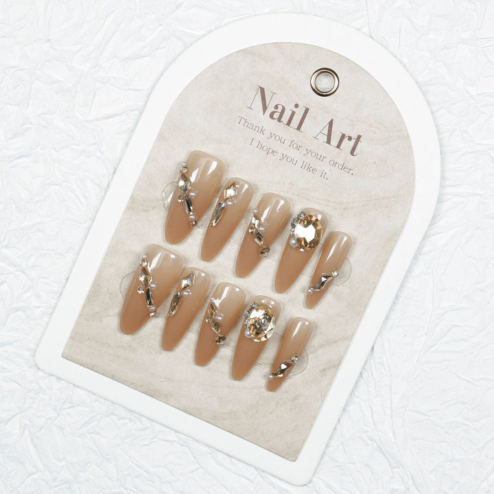 Glamorous Crystal-Embellished Press-On Nail Set Stornfield