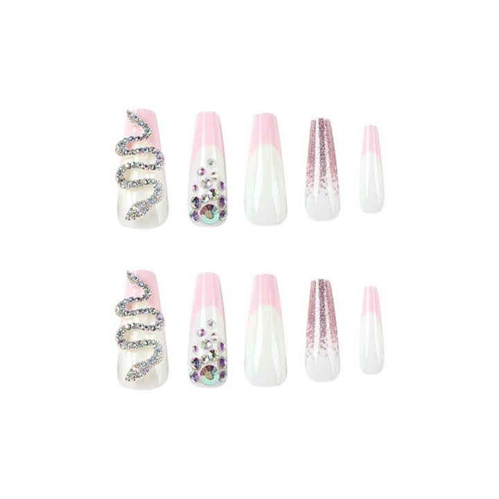 Artful Nail Extensions with Glitter and Rhinestone Decorations Stornfield