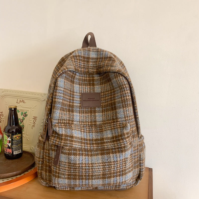 Cozy Plaid Patterned School Backpack Stornfield