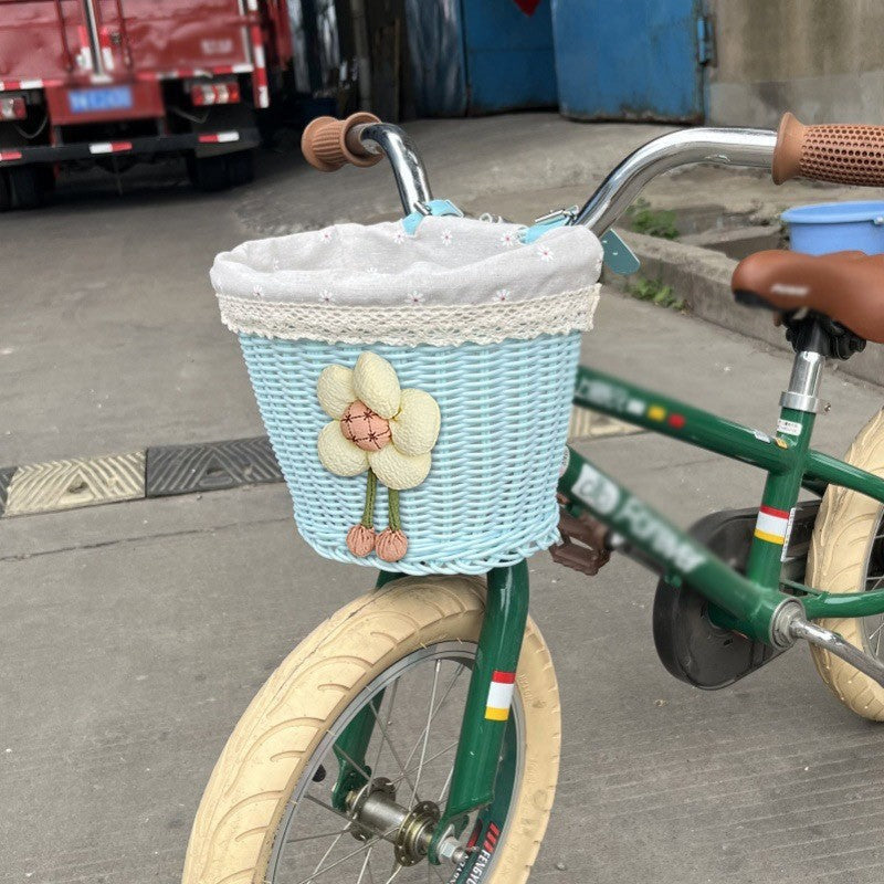 Floral-Embellished Bicycle Basket Stornfield